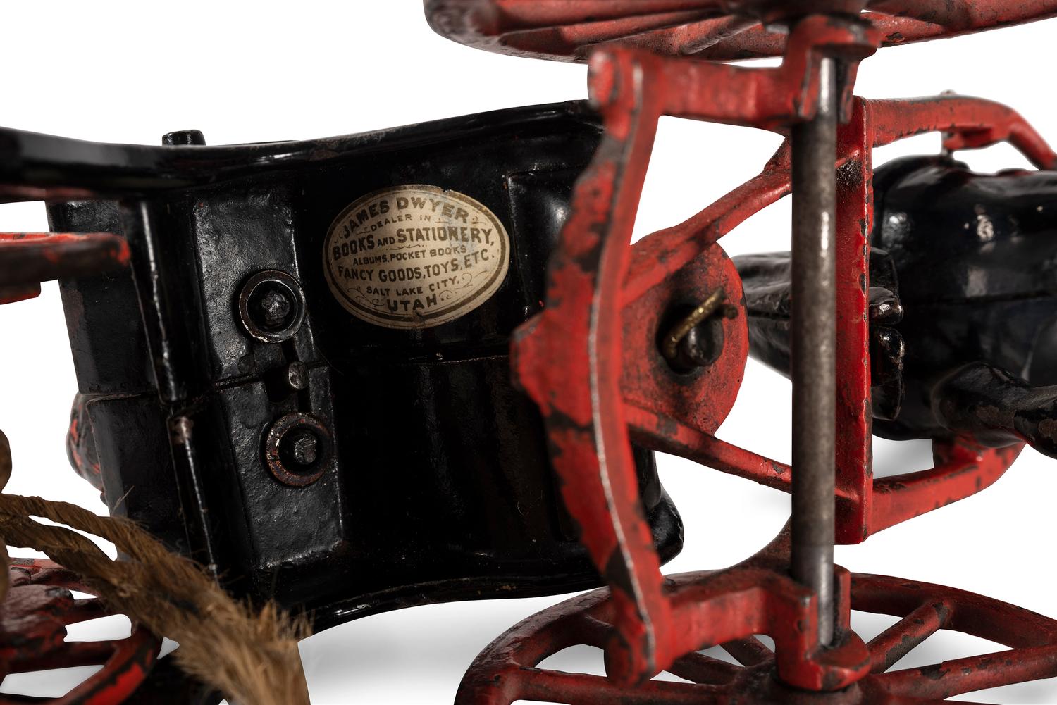 Two Cast Iron Horse Drawn Fire Wagons
