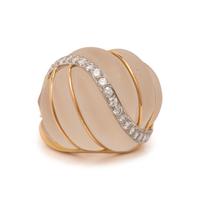Rock Crystal Quartz, Diamond, and Yellow Gold Bombé Ring