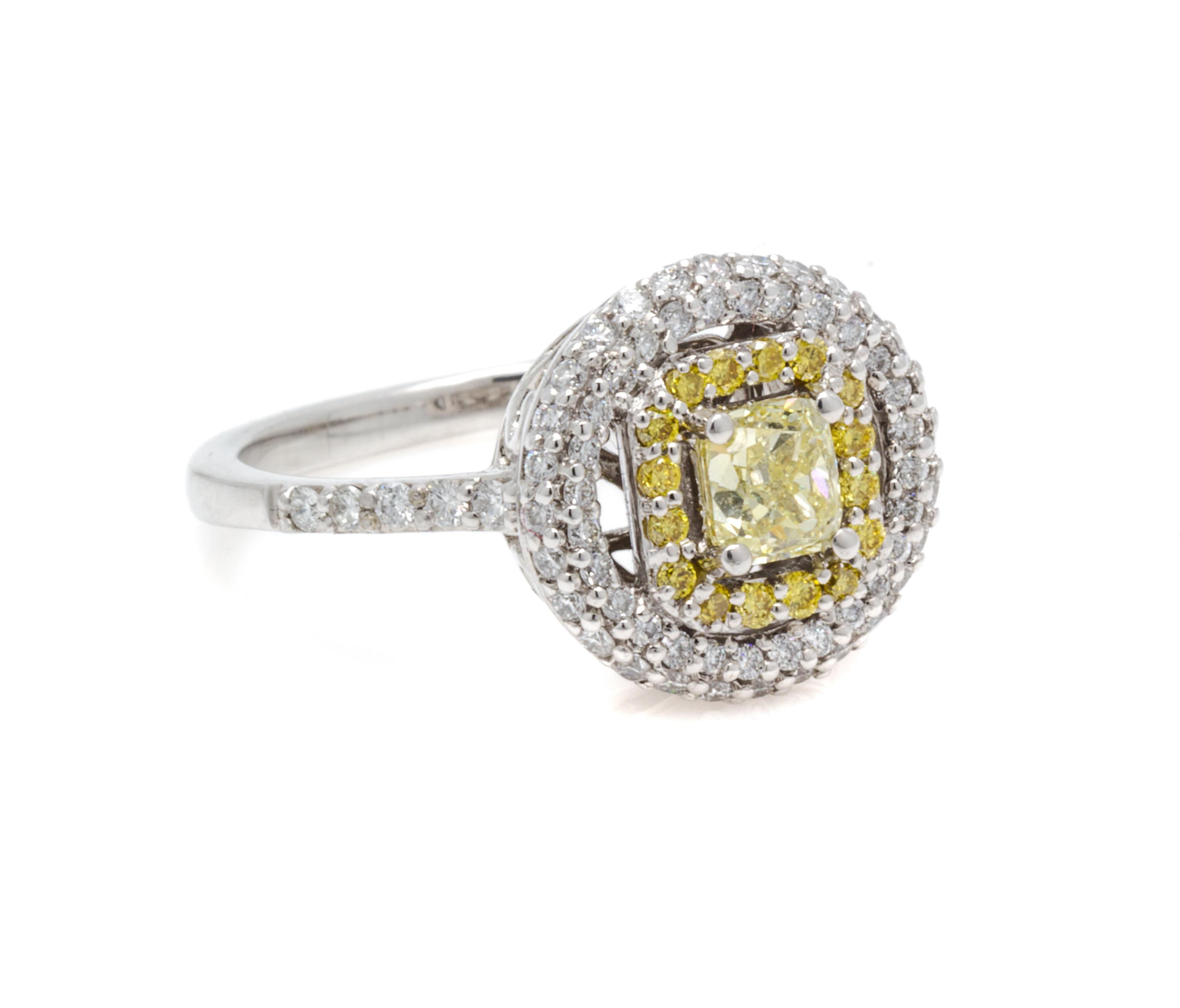 An 18 Karat White Gold, Colored Diamond and Diamond Ring, Le Vian, 3.10 dwts.
