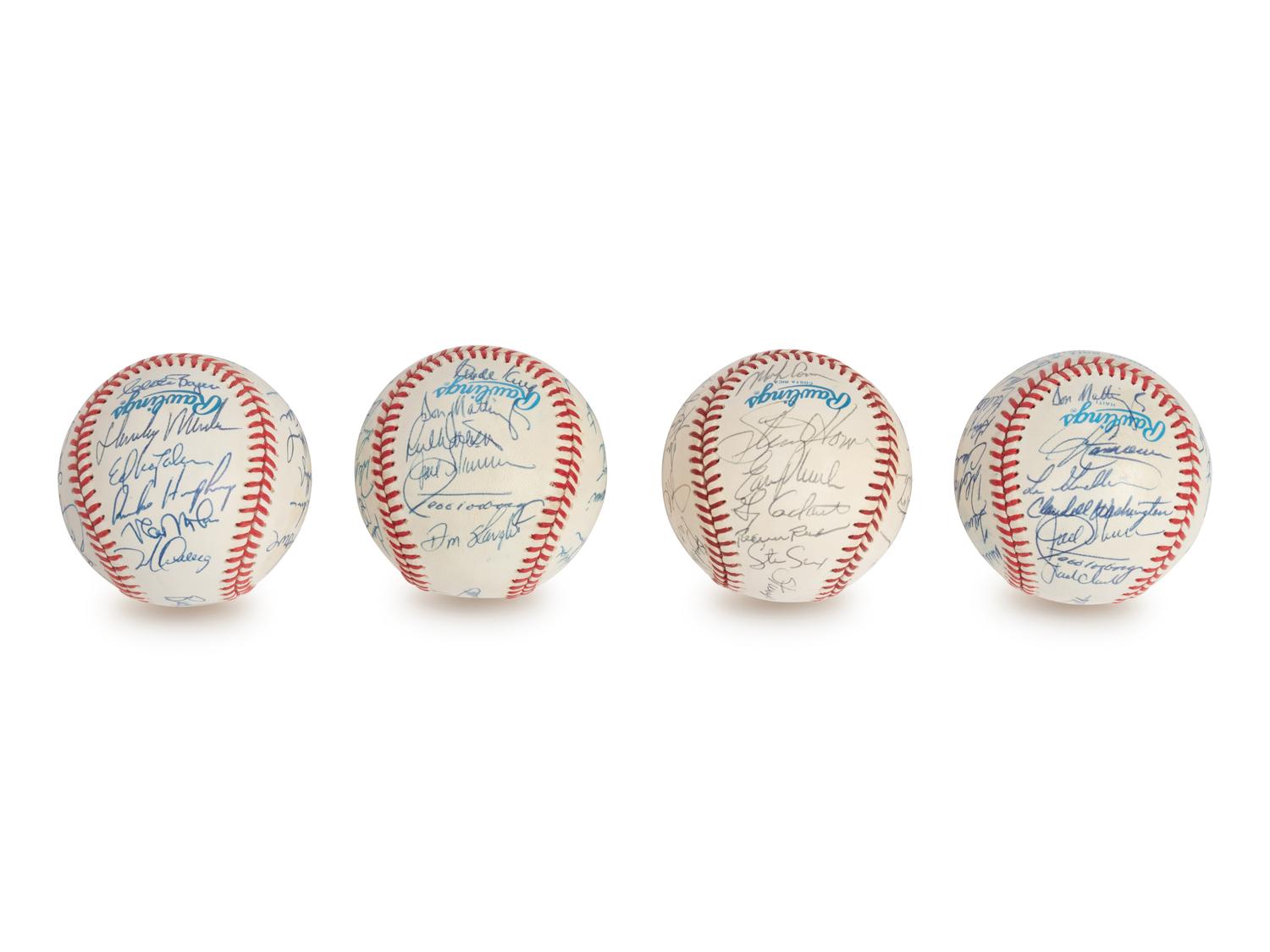 A Group of 1980s and 90s New York Yankees Team Signed Autograph Baseballs Featuring Don Mattingly