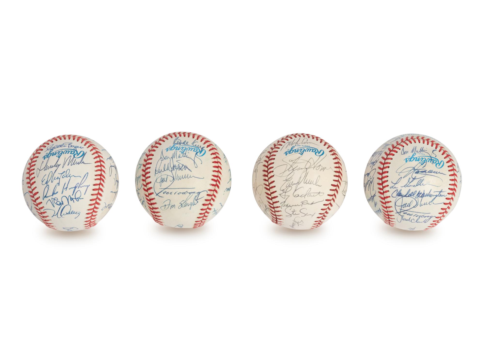 A Group of 1980s and 90s New York Yankees Team Signed Autograph Baseballs Featuring Don Mattingly
