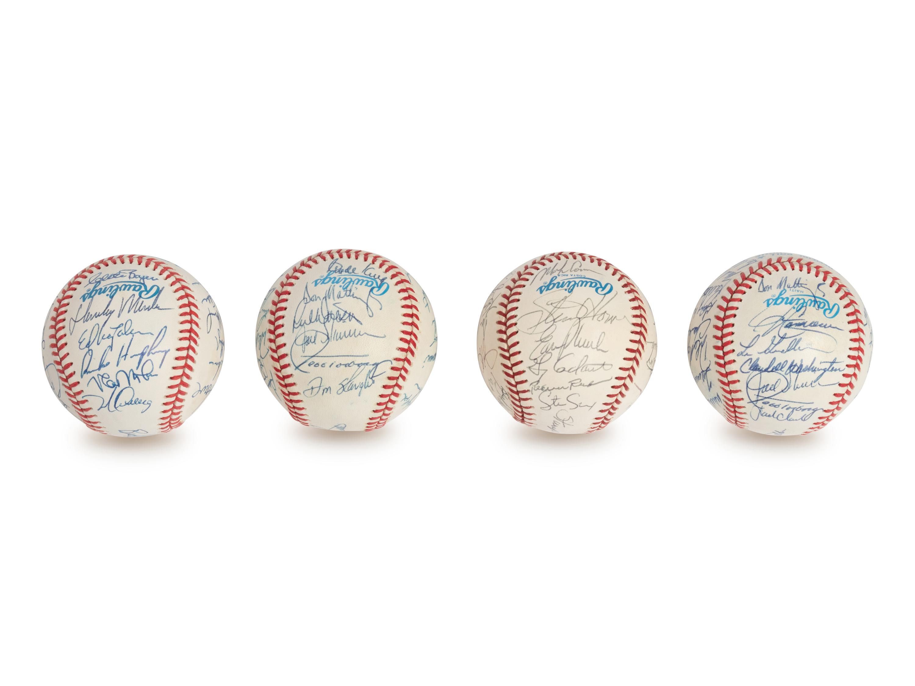 A Group of 1980s and 90s New York Yankees Team Signed Autograph Baseballs Featuring Don Mattingly