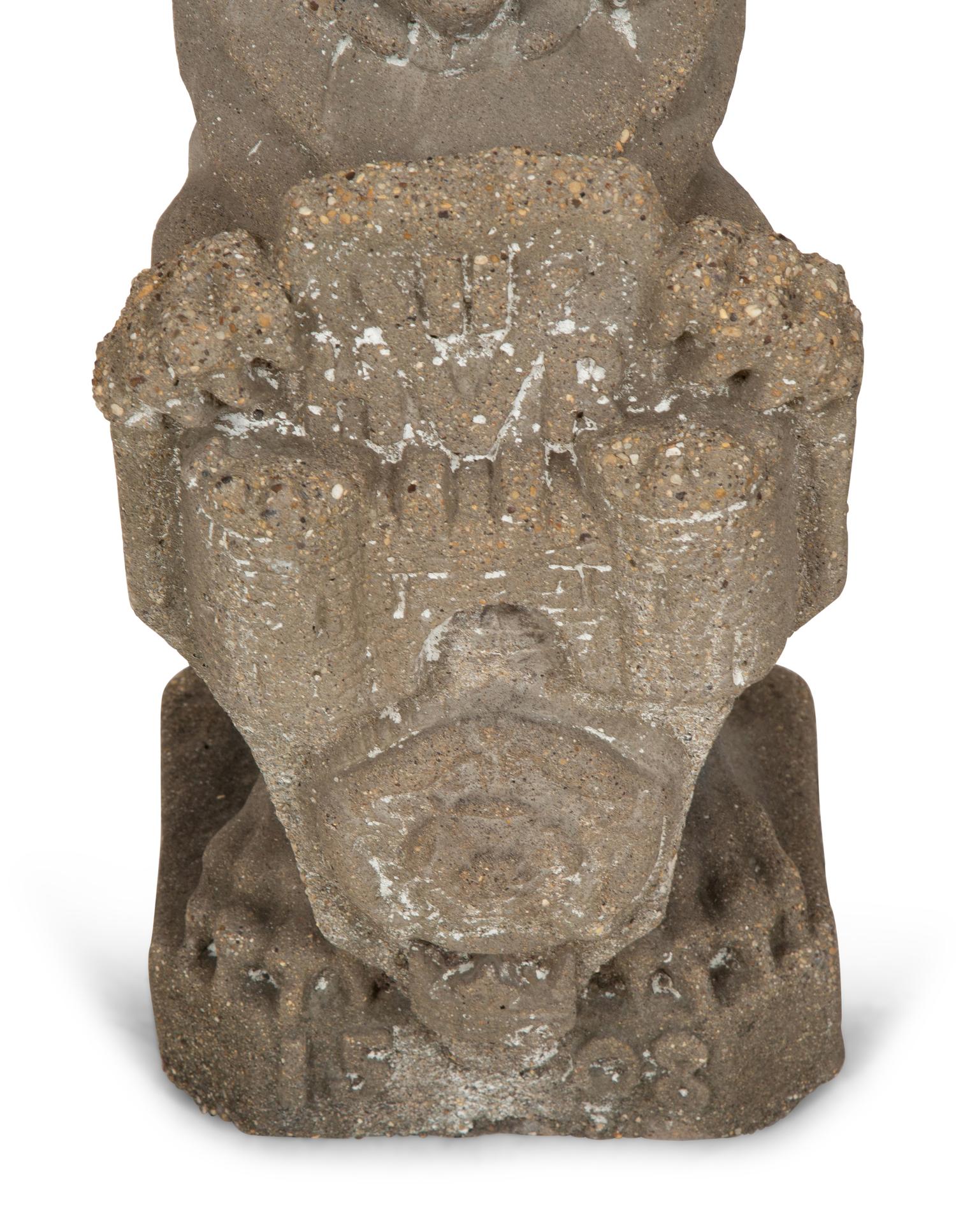 A Pair of Cast Cement Lions Holding Armorial Shields