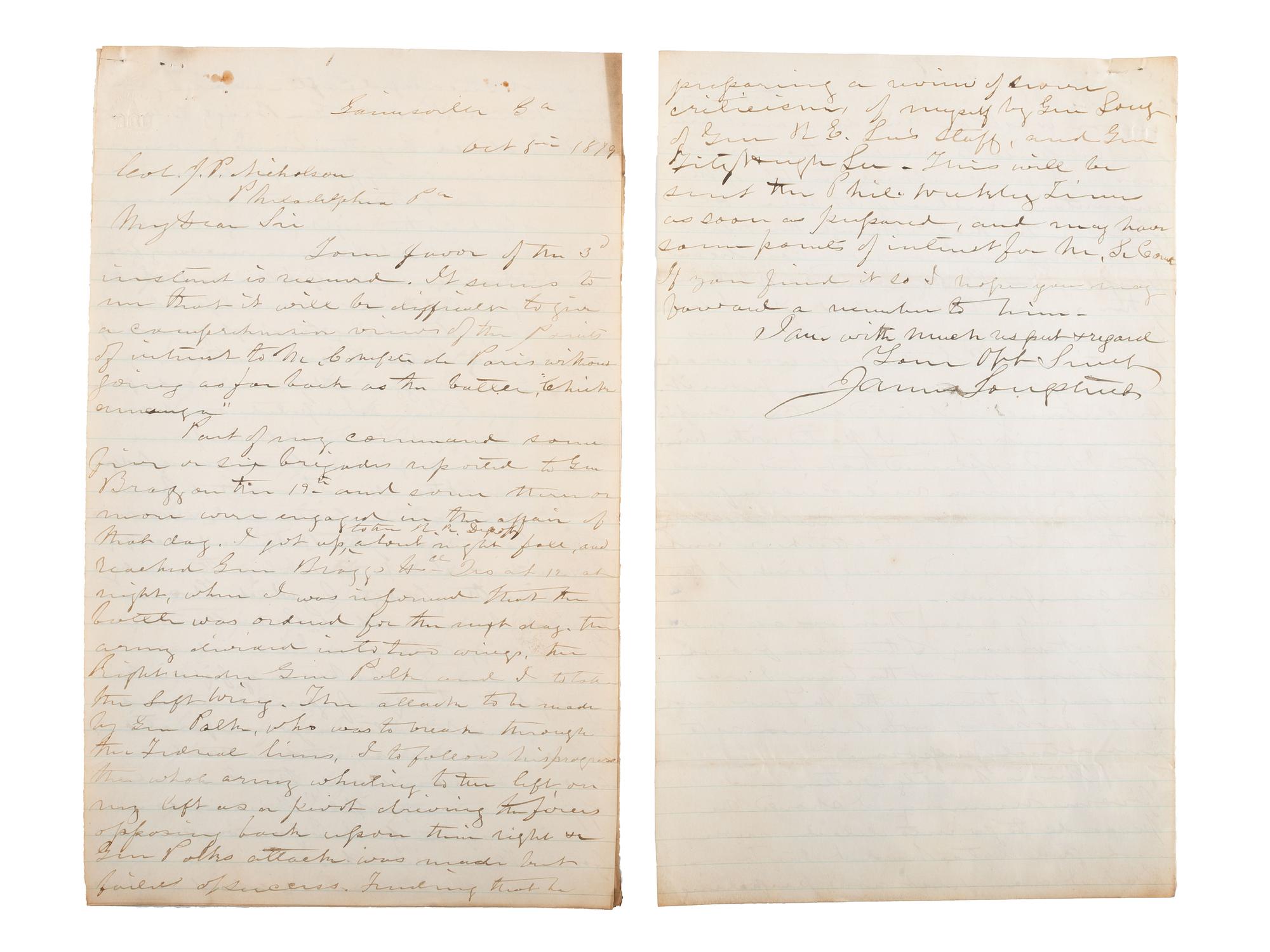 [CIVIL WAR]. Military reports, maps, post-war letters from Union and Confederate officers, and other papers gathered by Union Army officer Louis-Philippe-Albert d'Orléans, comte de Paris (1838-1894), while conducting research for his book History of the Civil War in America .
