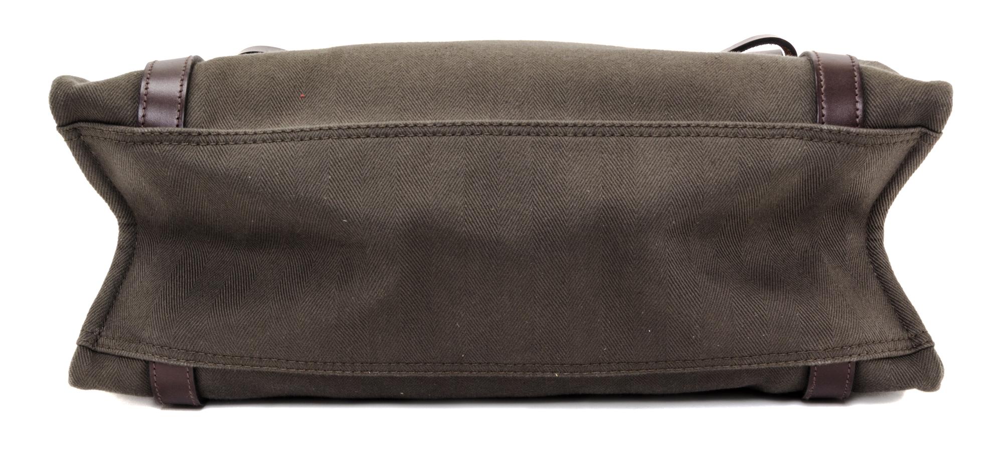 An Hermes Vert de Gris Canvas and Ebene Vache Cabalicol Tote, 15.5" x 11.5" x 6.5".
