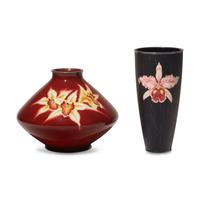 Two Japanese Art Deco Style Silver-Mounted Cloisonné Vases
