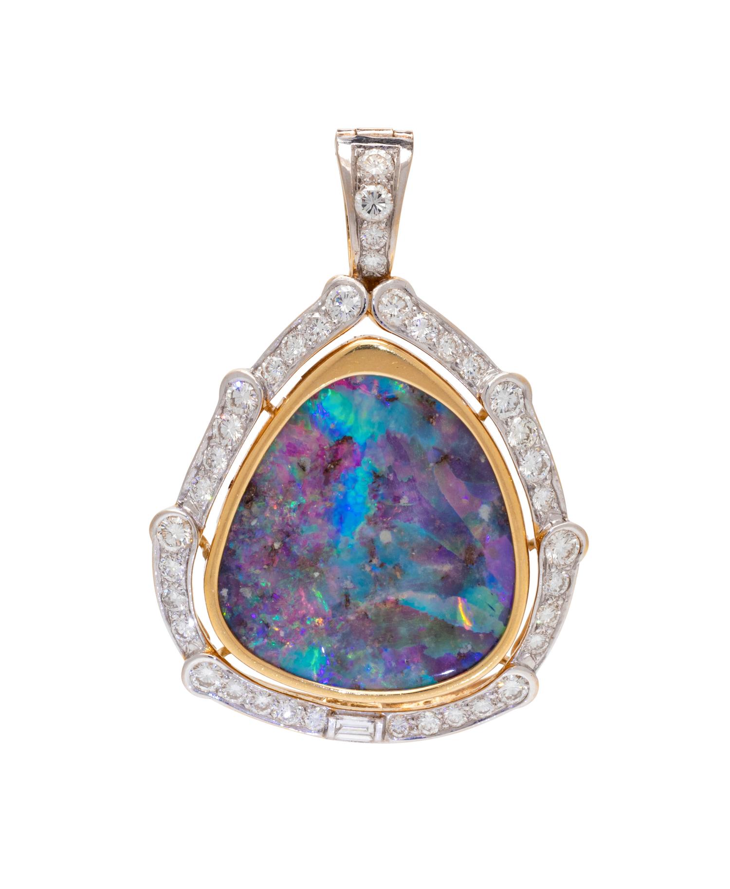 BOULDER OPAL AND DIAMOND PENDANT