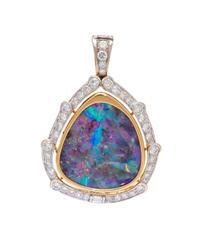 BOULDER OPAL AND DIAMOND PENDANT