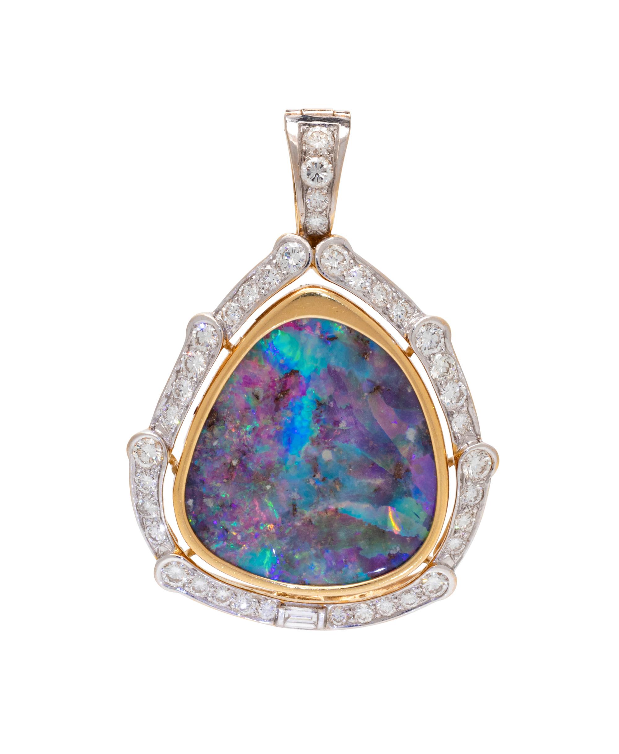 BOULDER OPAL AND DIAMOND PENDANT