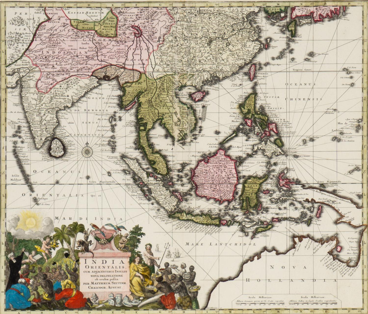 [MAPS]. SEUTTER, George Matthaus (1678-1757). India Orientalis, cum adjacentibus insulis nova delineatione ob oculos posita . Augsburg, ca. 1730.