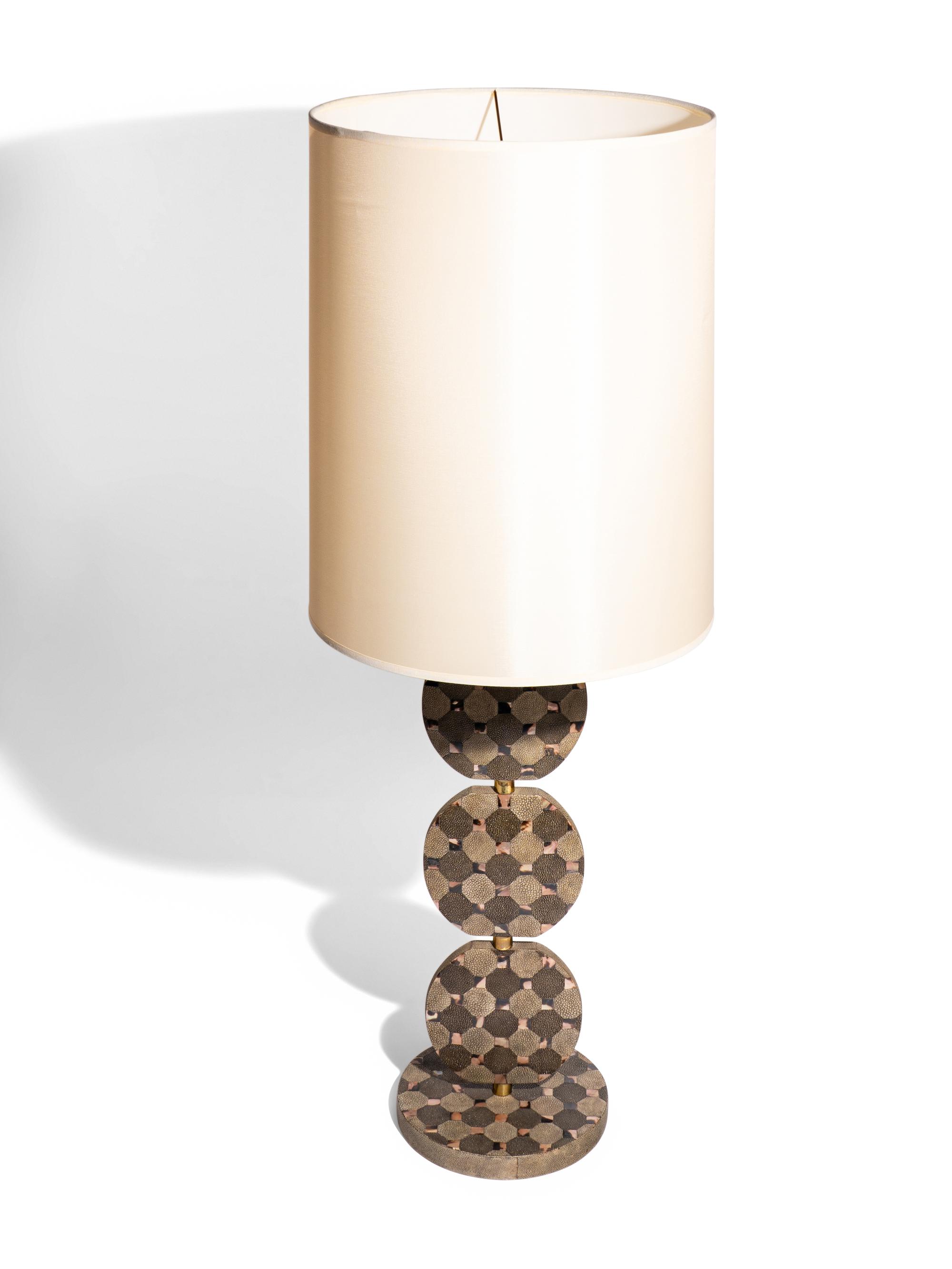 Sculptural Table Lamp in Shagreen and Horn