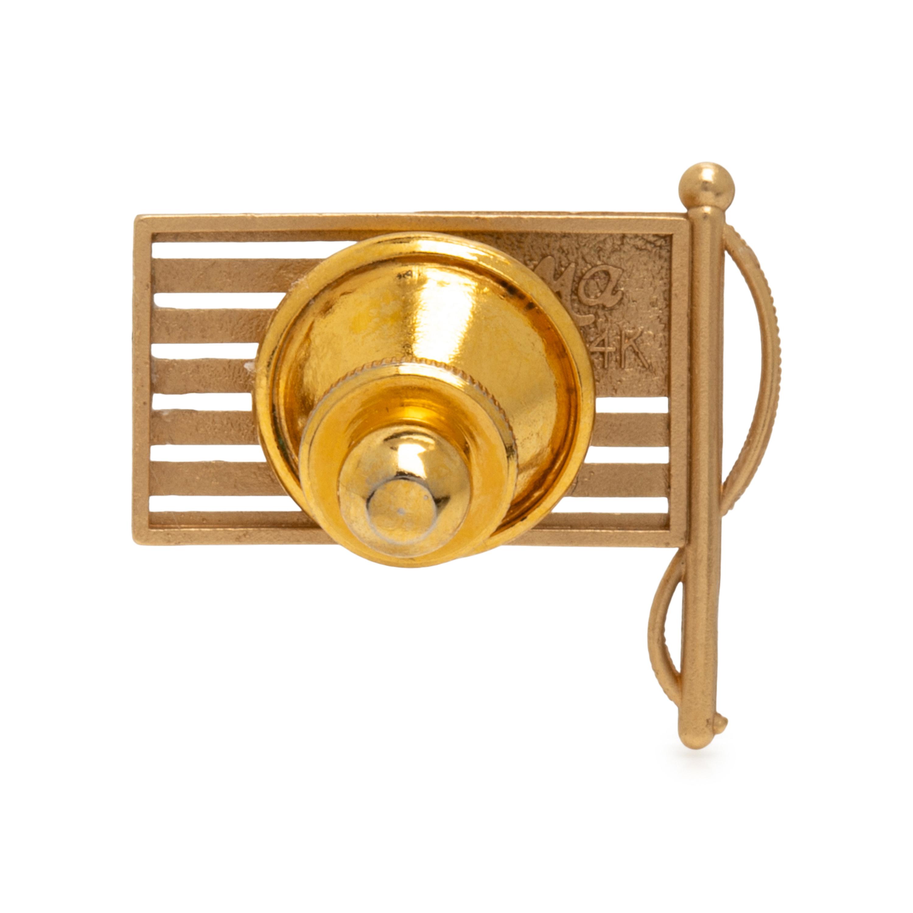 Yellow Gold and Enamel American Flag Bracelet and Pin