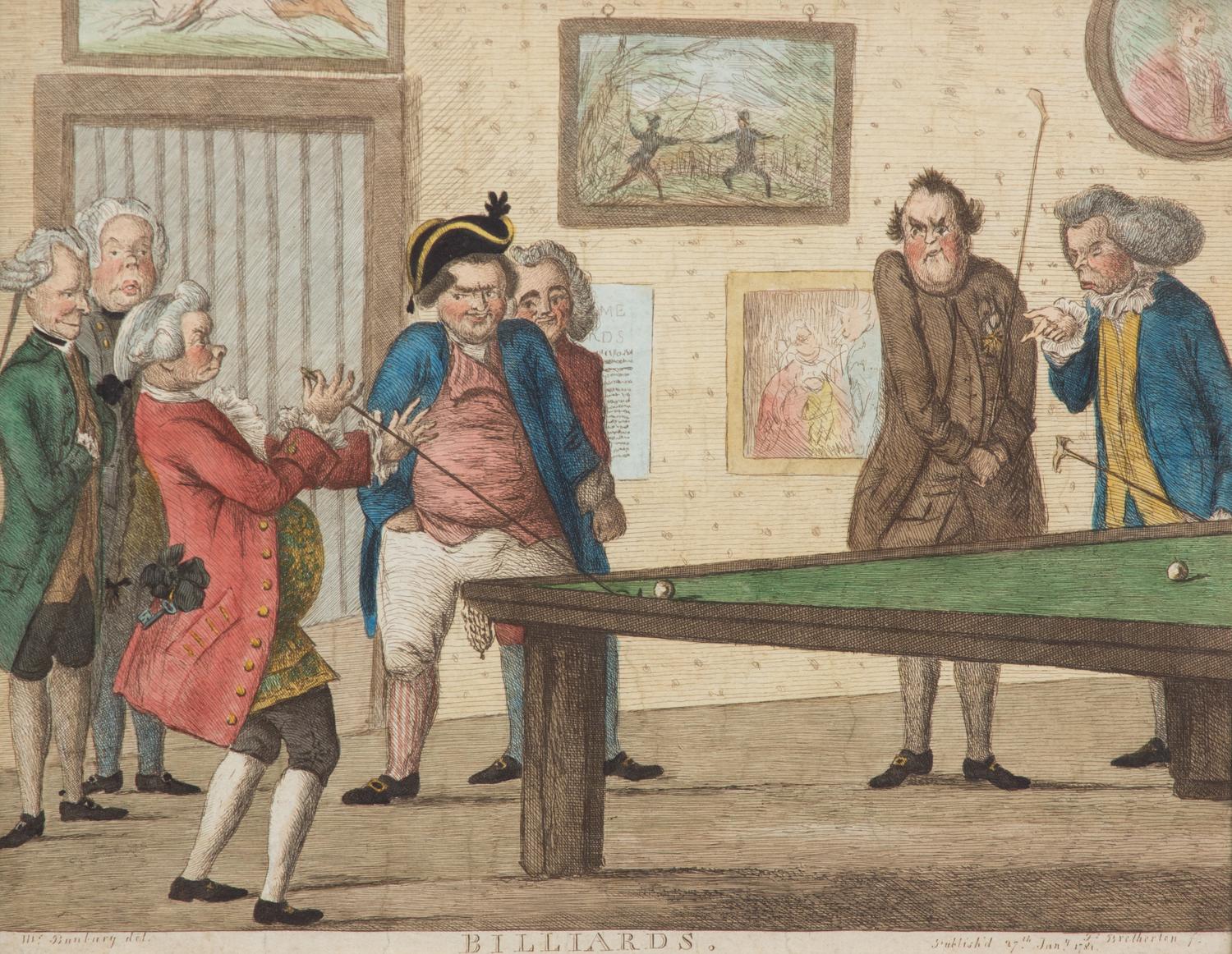 Henry Edward BUNBURY, after Image 10 3/8 x 14 1/2 inches. — Billiards, 1780 - Billiards, 1781