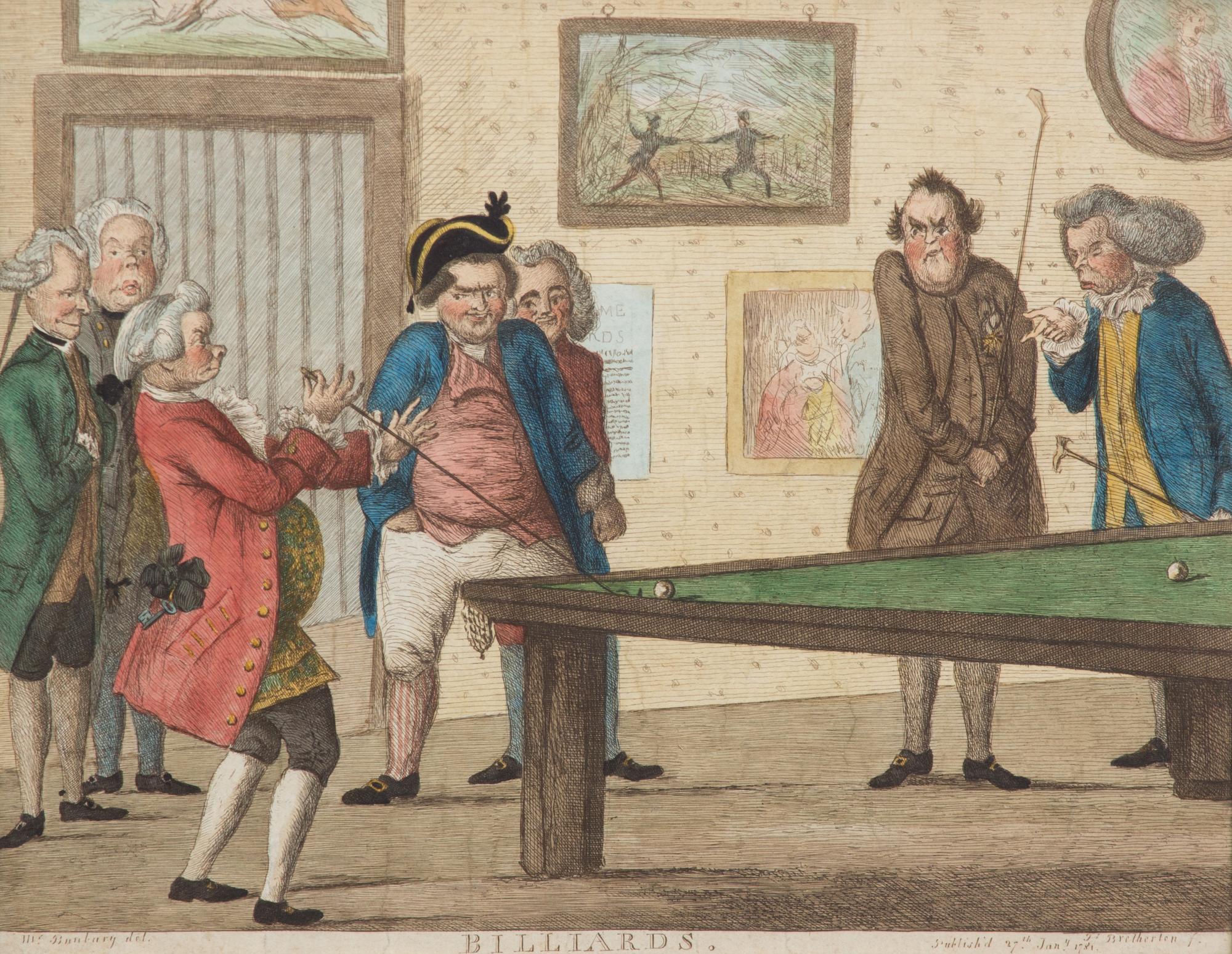Henry Edward BUNBURY, after Image 10 3/8 x 14 1/2 inches. — Billiards, 1780 - Billiards, 1781