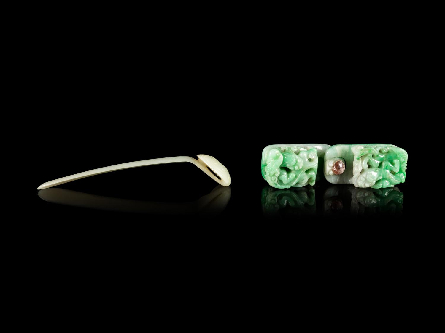 Two Jade and Jadeite Jewelry