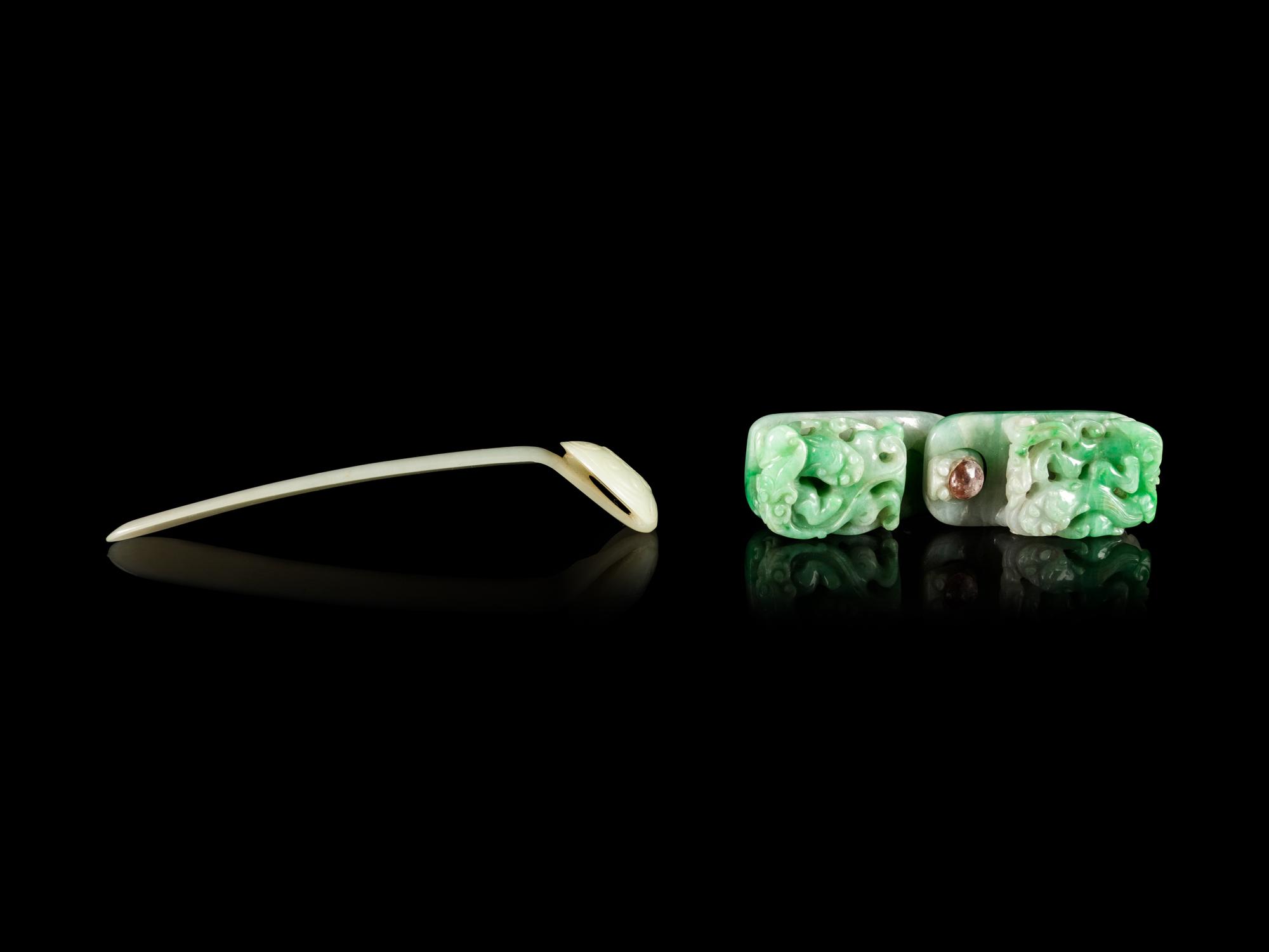 Two Jade and Jadeite Jewelry
