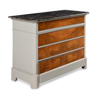 A Louis Philippe Walnut and Gray-Painted Marble-Top Commode