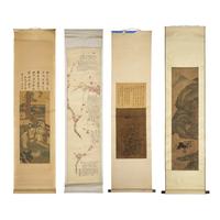 Four Chinese Scroll Paintings, Late 19th-20th Century — 近代 中國書畫一組四件