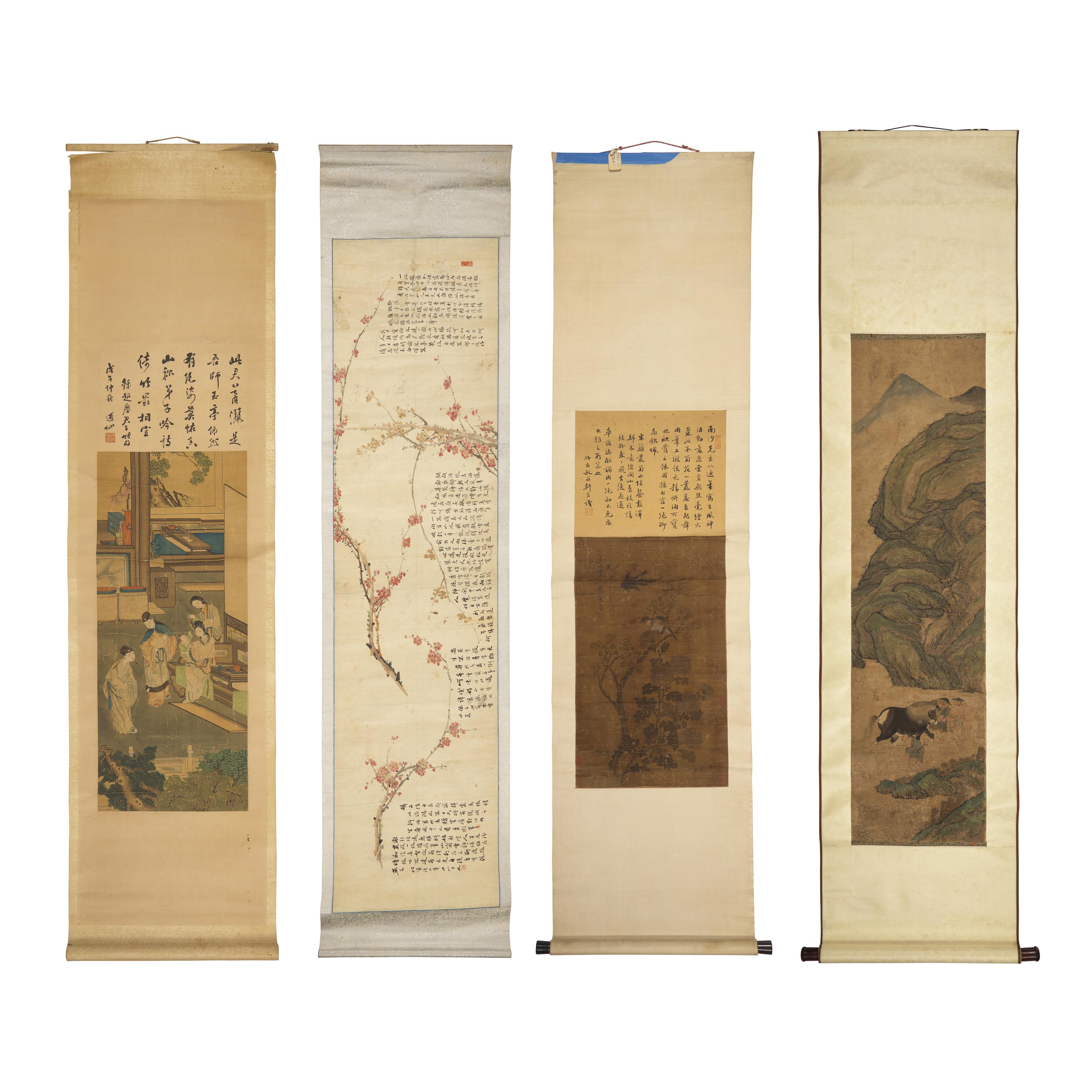 Four Chinese Scroll Paintings, Late 19th-20th Century — 近代 中國書畫一組四件