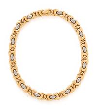 BULGARI, YELLOW GOLD AND STAINLESS STEEL NECKLACE
