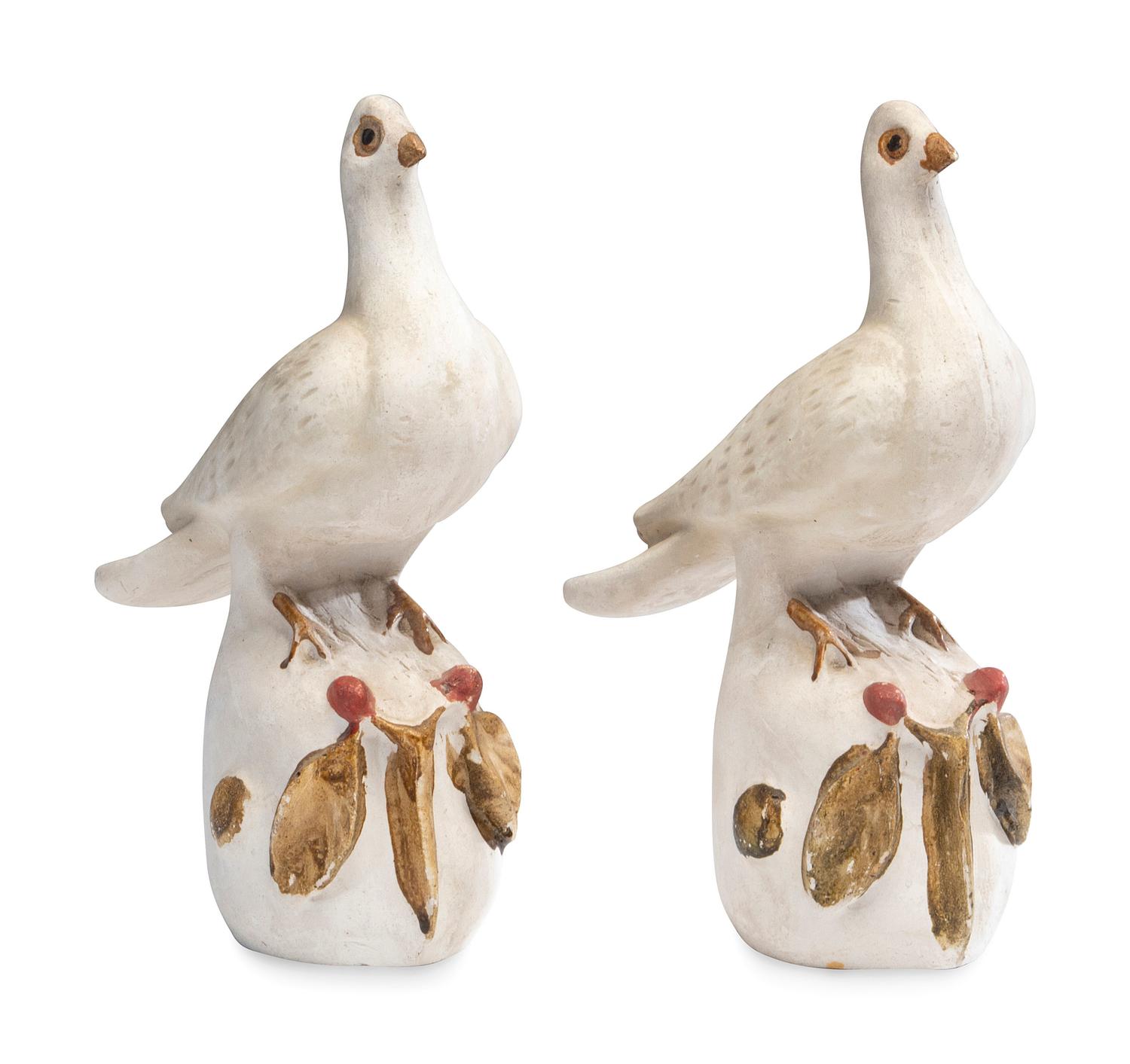 A Pair of American Chalkware Doves