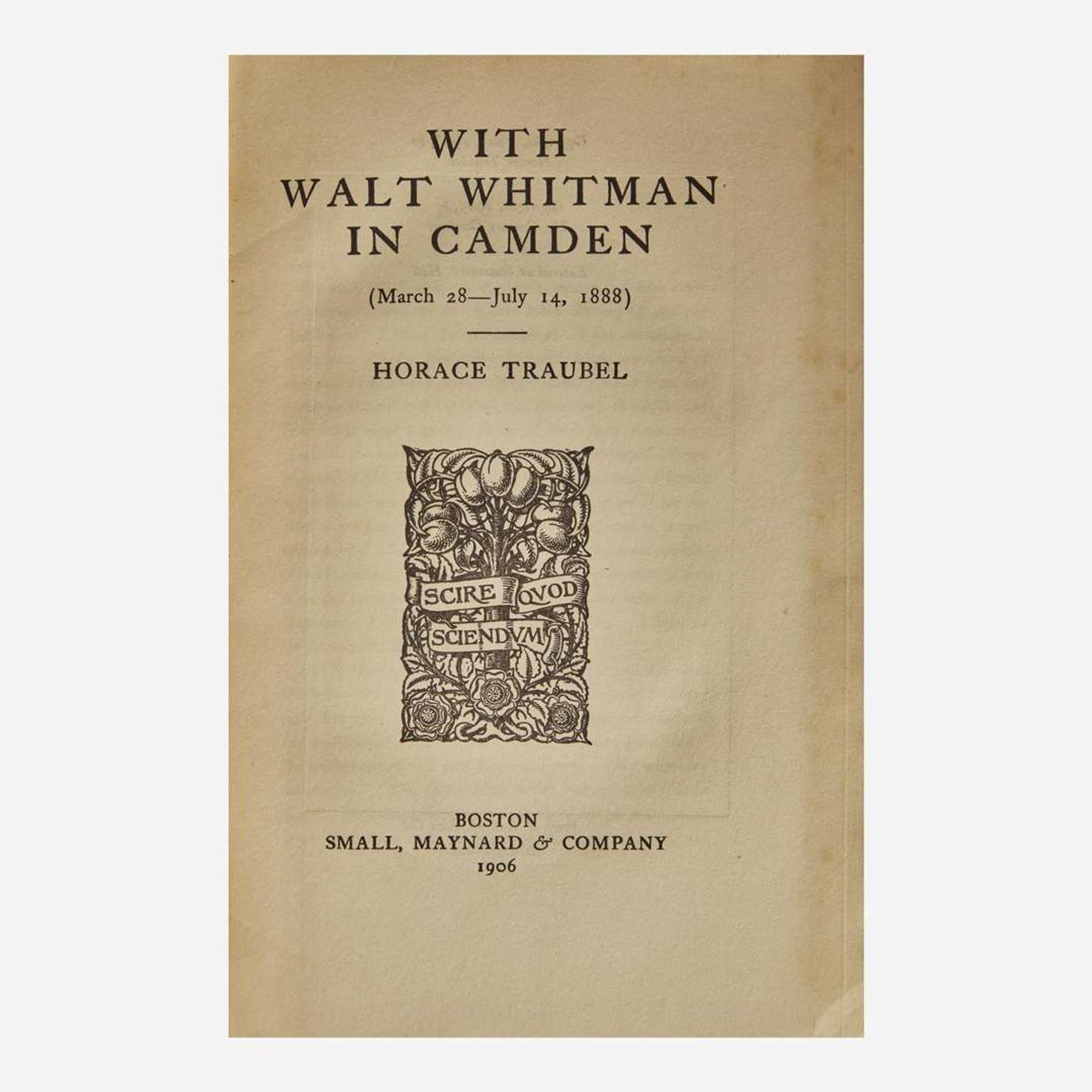 [Literature] (Whitman, Walt) Traubel, Horace With Walt Whitman In Camden…