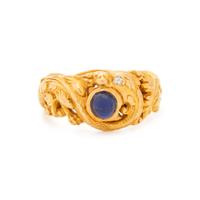 YELLOW GOLD, SAPPHIRE AND DIAMOND RING