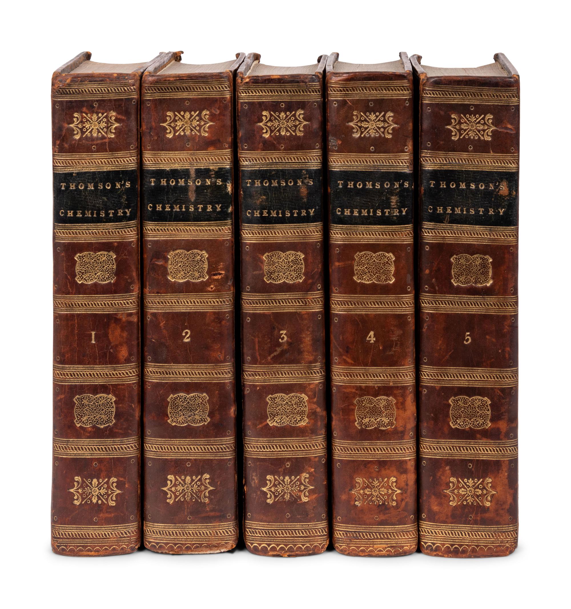 THOMSON, Thomas (1773-1852). A System of Chemistry in Five Volumes . Edinburgh: Bell & Bradfute, 1810.
