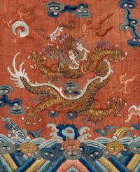 Two Chinese Embroidered Silk Panels