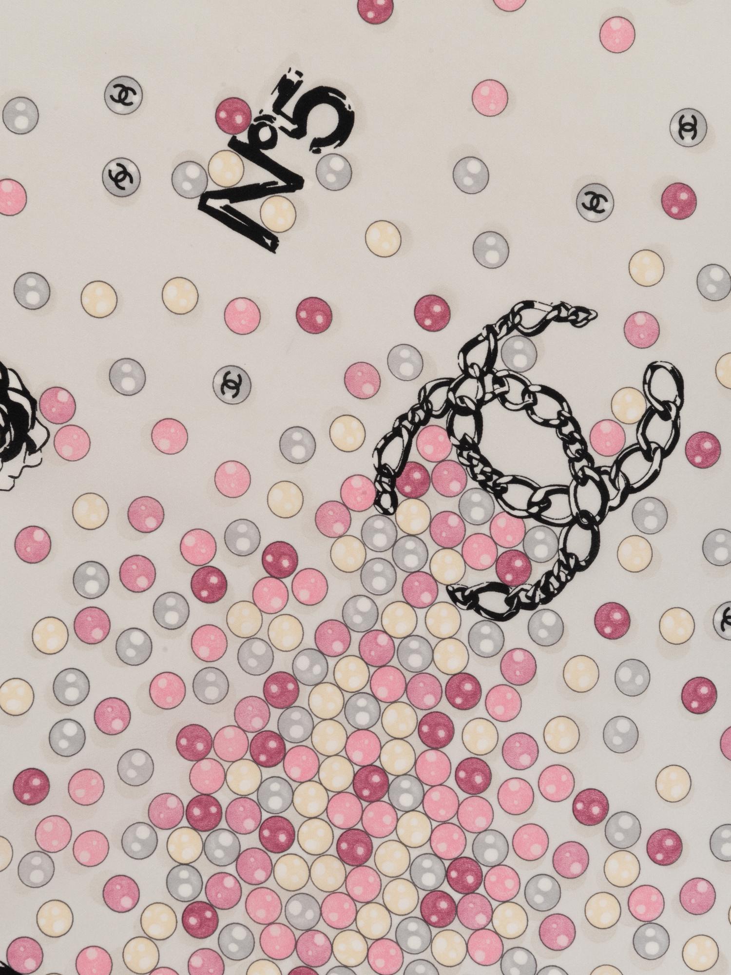 Five Chanel Items: Four Scarves and One Brooch, 1980-2000s