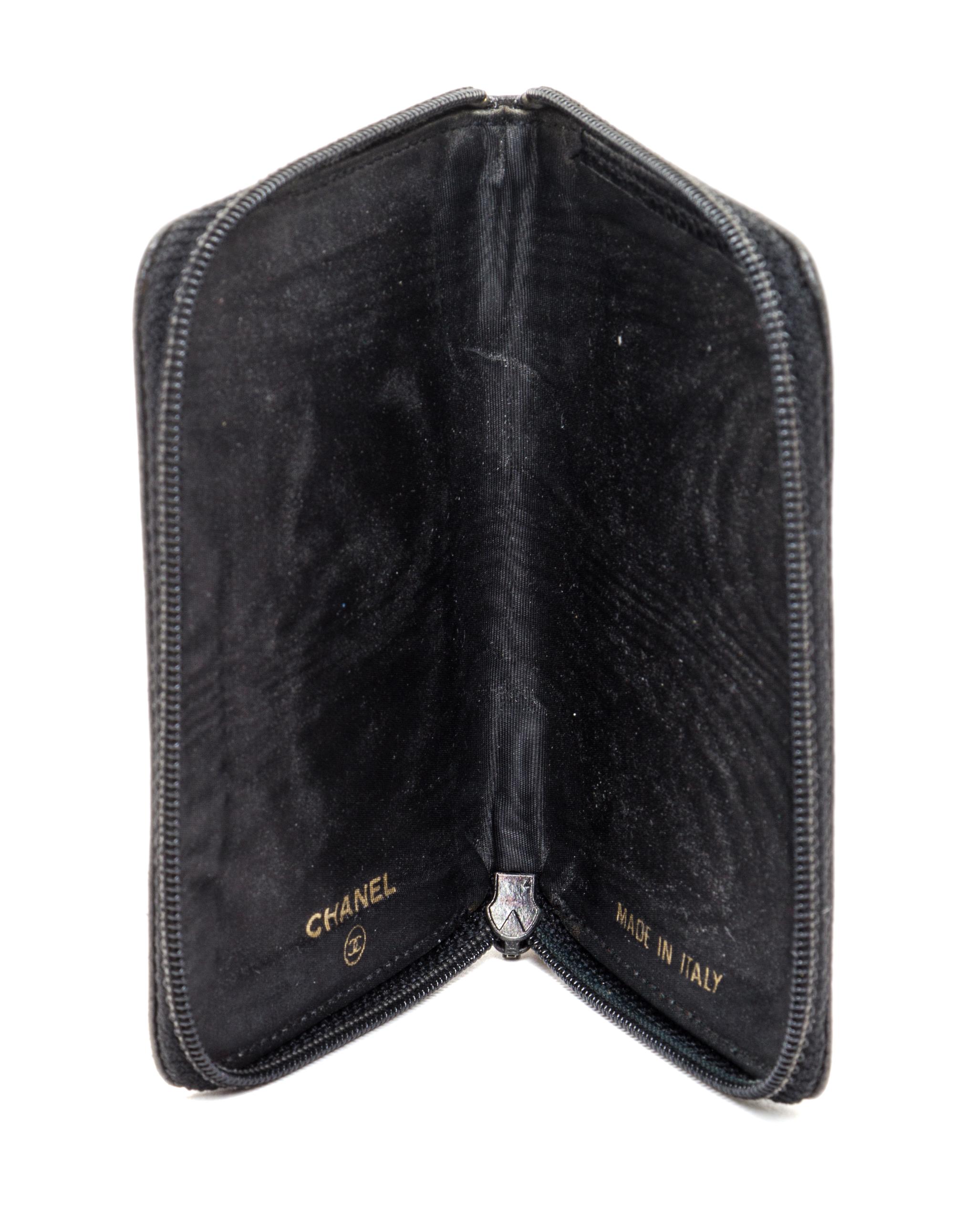 A Chanel Black Caviar Leather Coin Purse, 4.5" x 3.5" x 5".