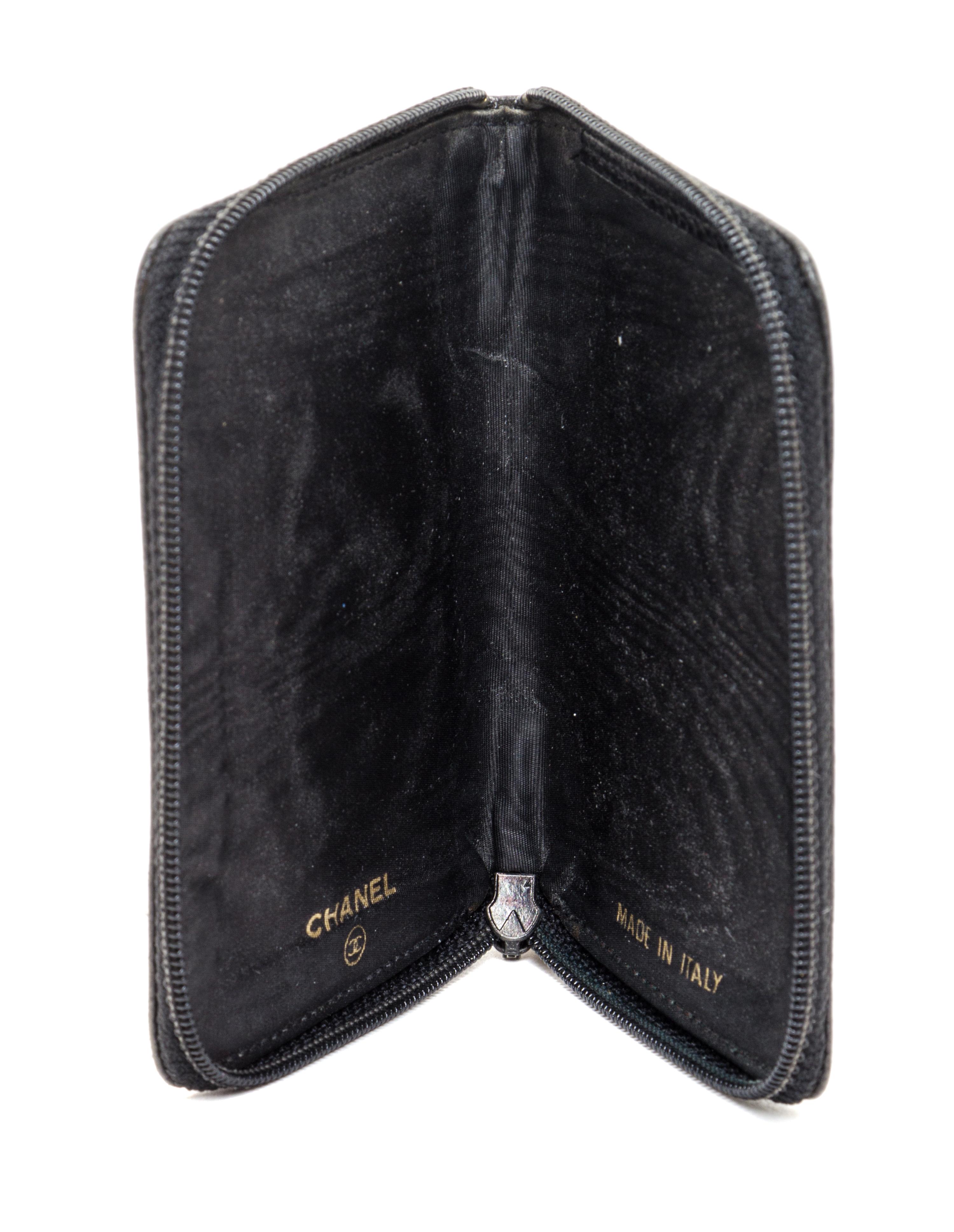A Chanel Black Caviar Leather Coin Purse, 4.5" x 3.5" x 5".