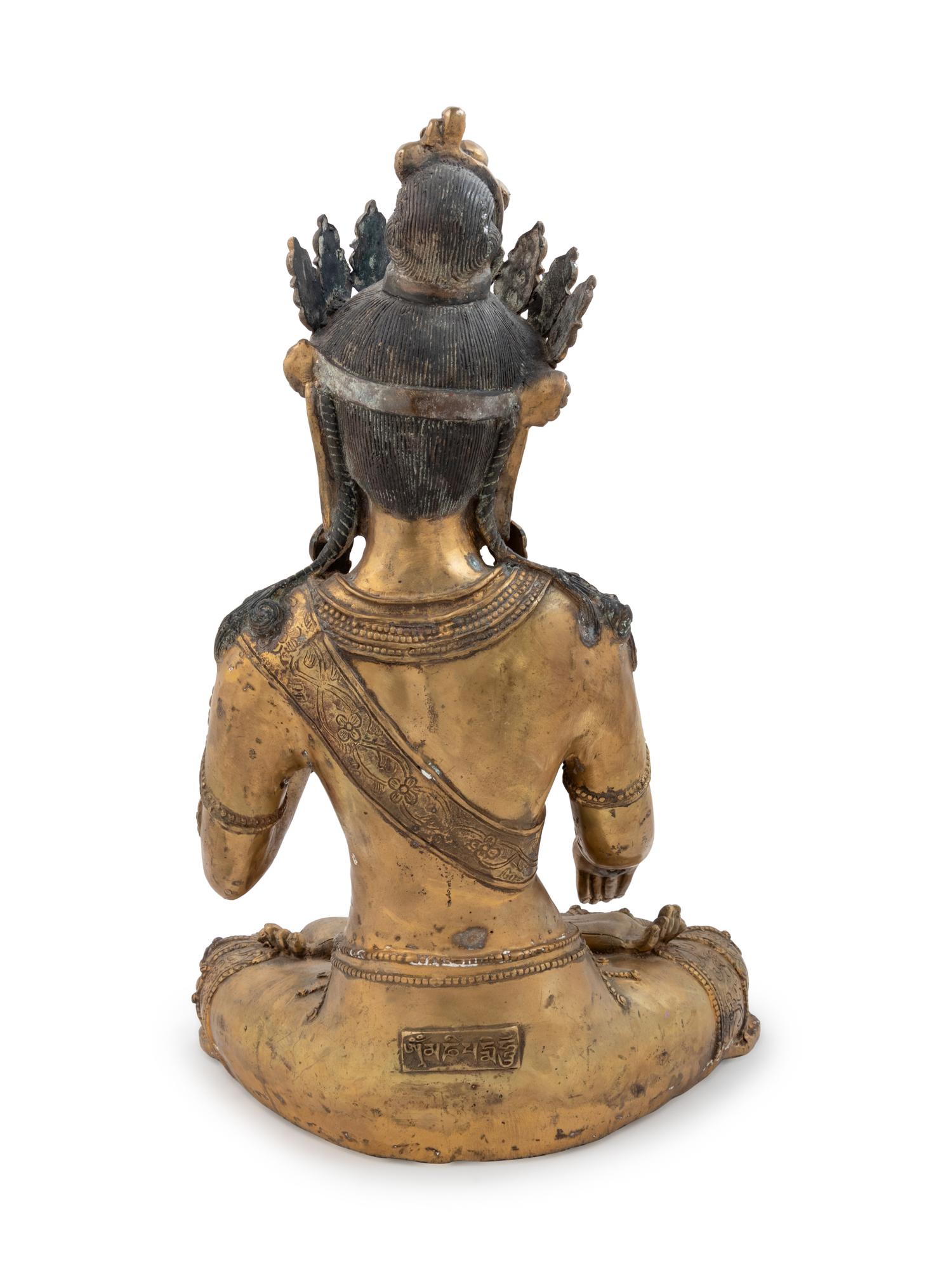 A Large Sino-Tibetan Gilt Bronze Figure of a Seated Bodhisattva