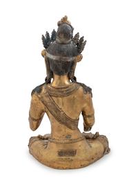 A Large Sino-Tibetan Gilt Bronze Figure of a Seated Bodhisattva