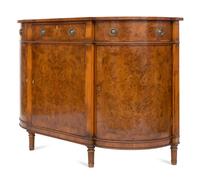 A Smith and Watson Regency Style Burl Walnut Demilune Credenza