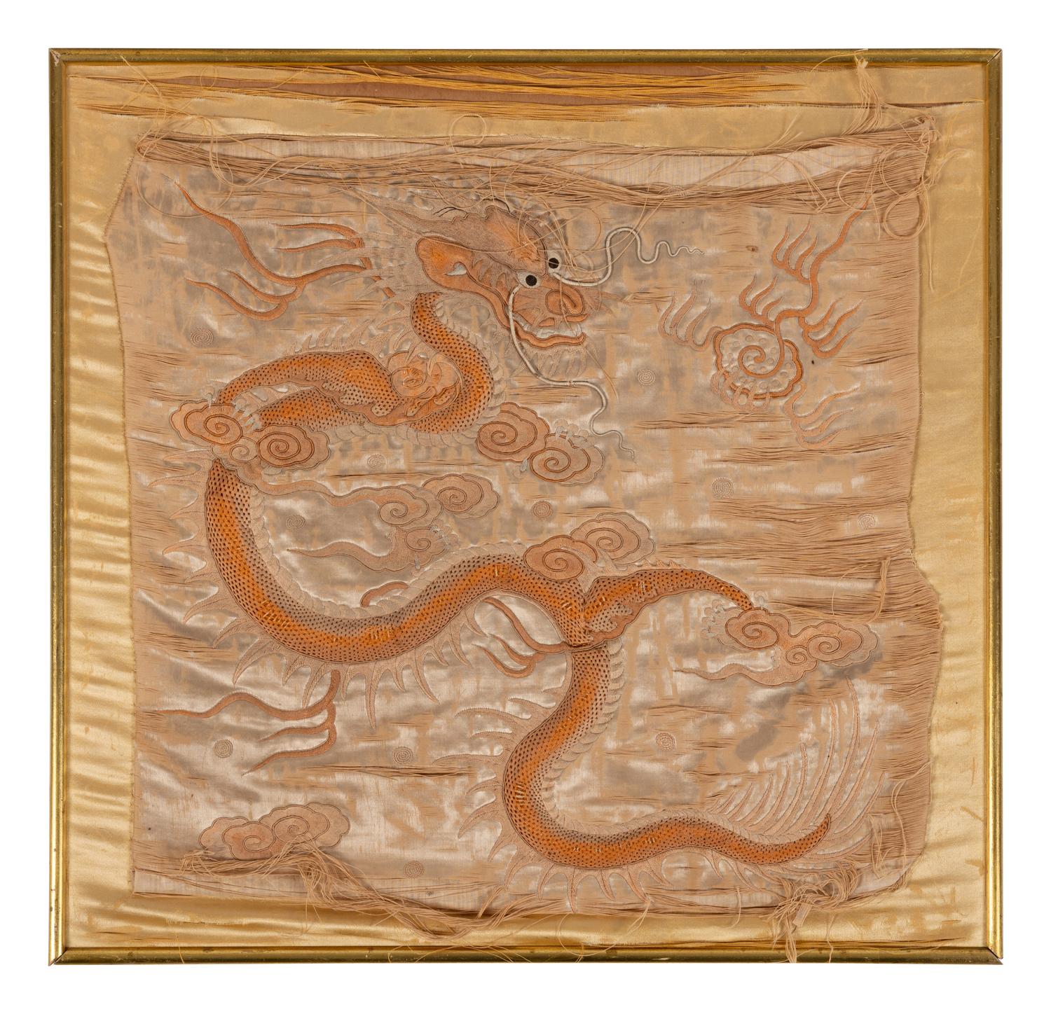 Three Chinese Embroidered Silk Panels