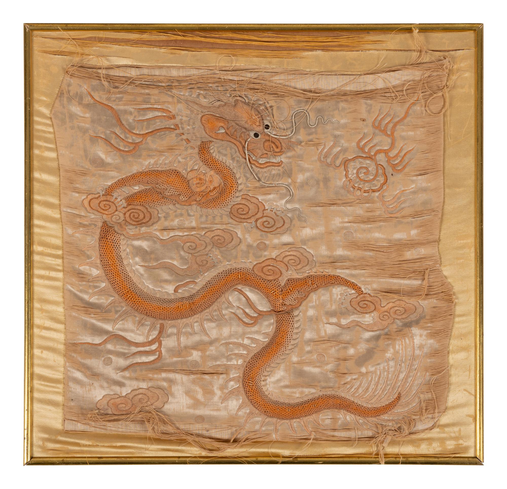 Three Chinese Embroidered Silk Panels