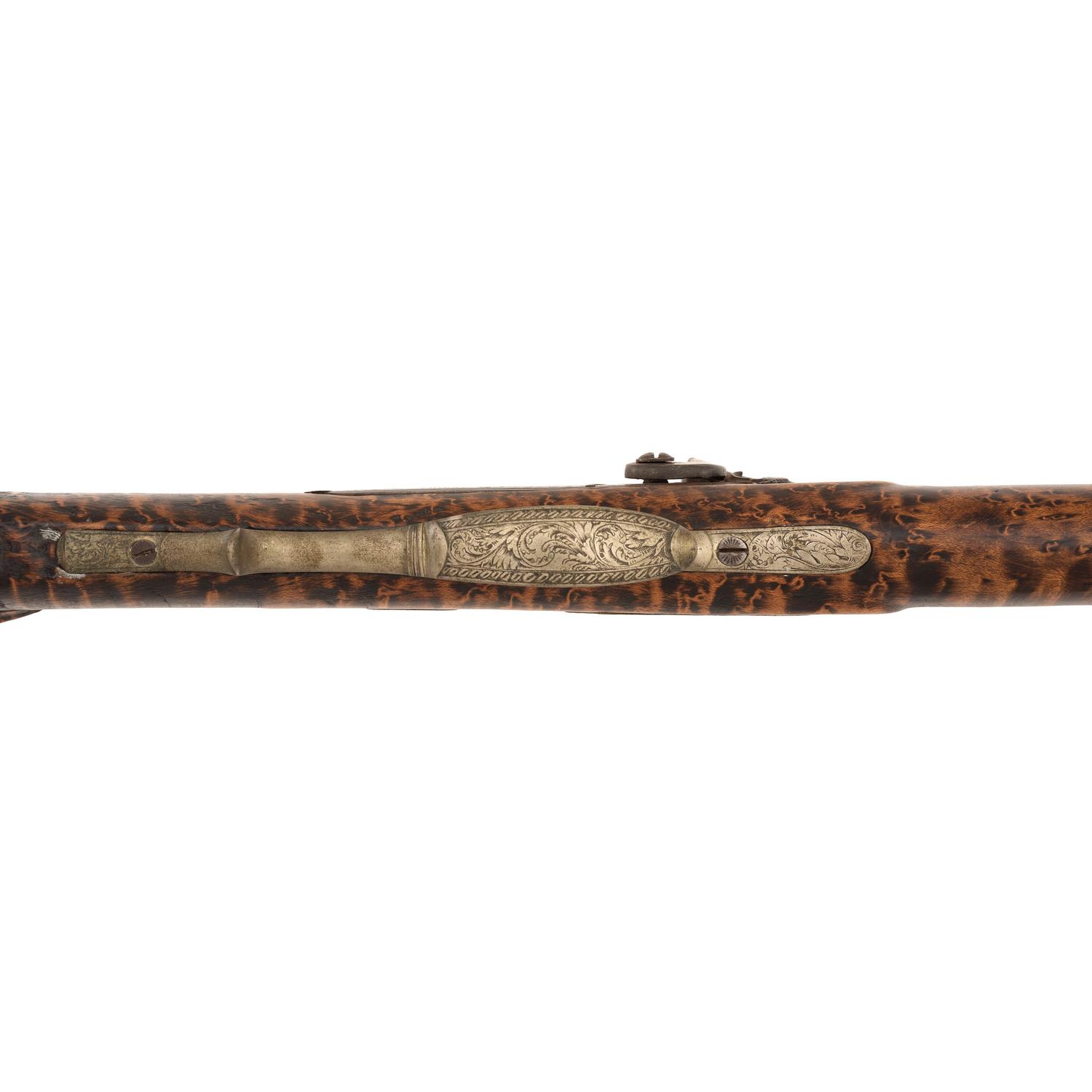 Fancy Engraved German Silver Mounted Half Stock Percussion Rifle by Tryon