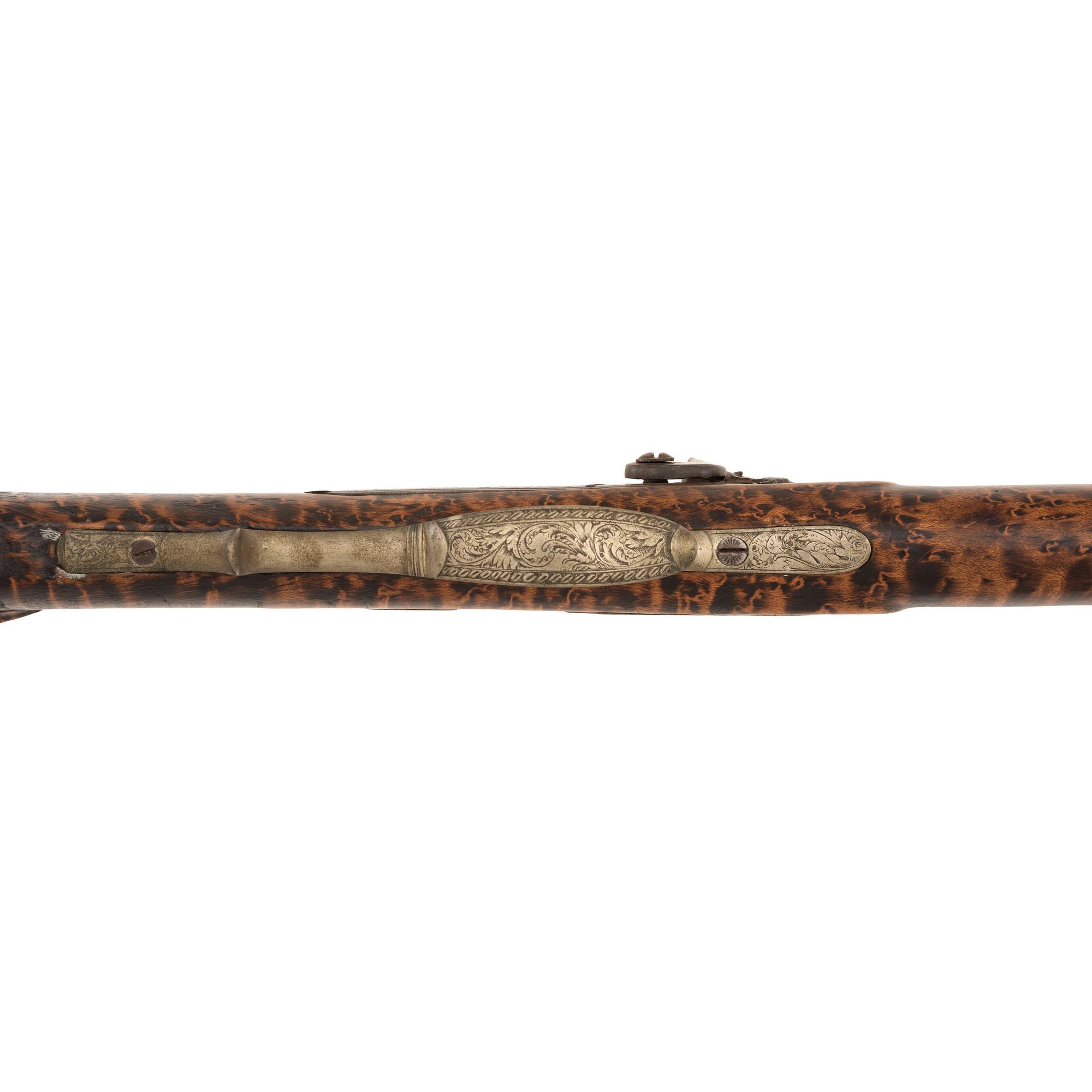 Fancy Engraved German Silver Mounted Half Stock Percussion Rifle by Tryon