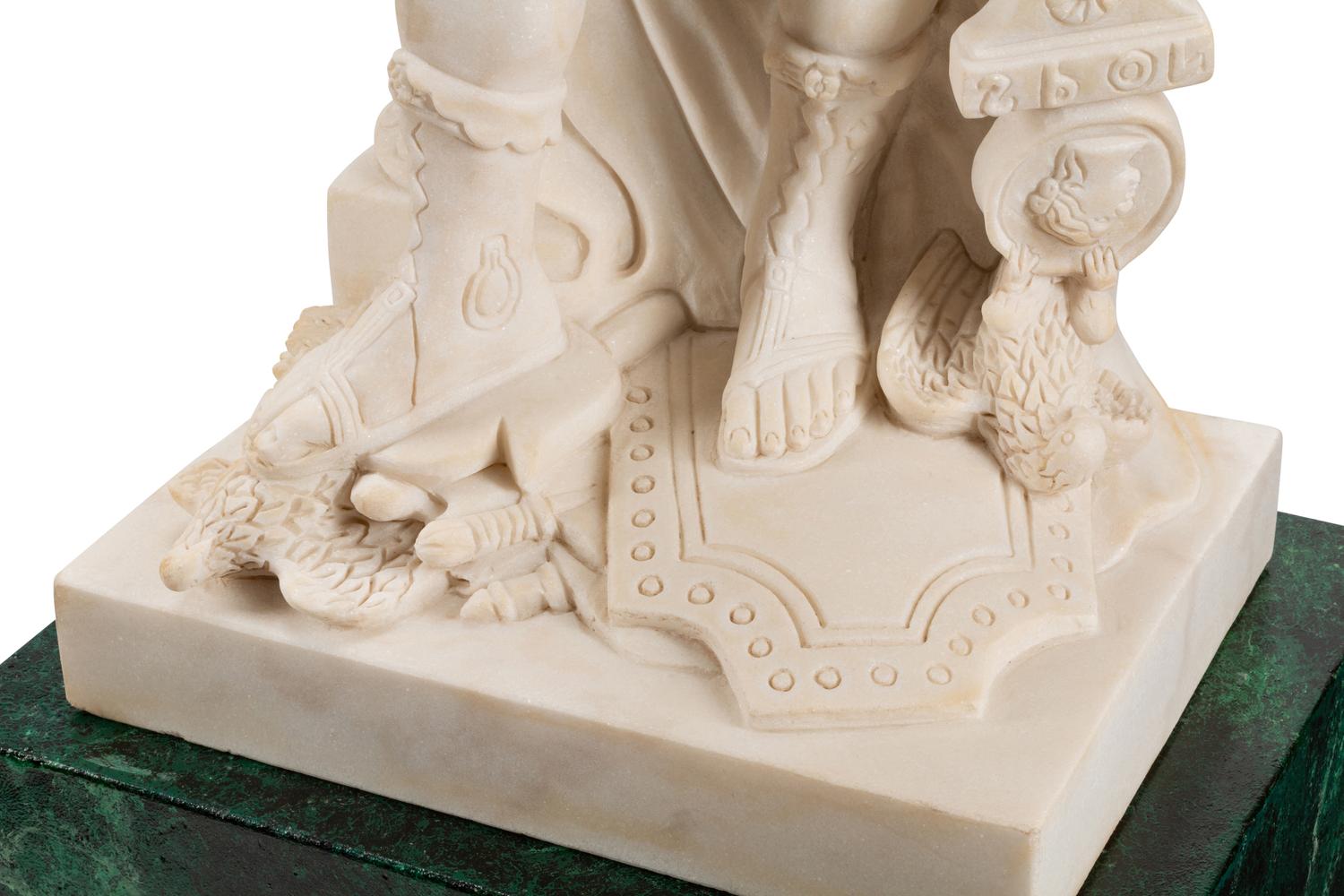 A Pair of Composition Marble Figures with Faux Marble Painted Bases