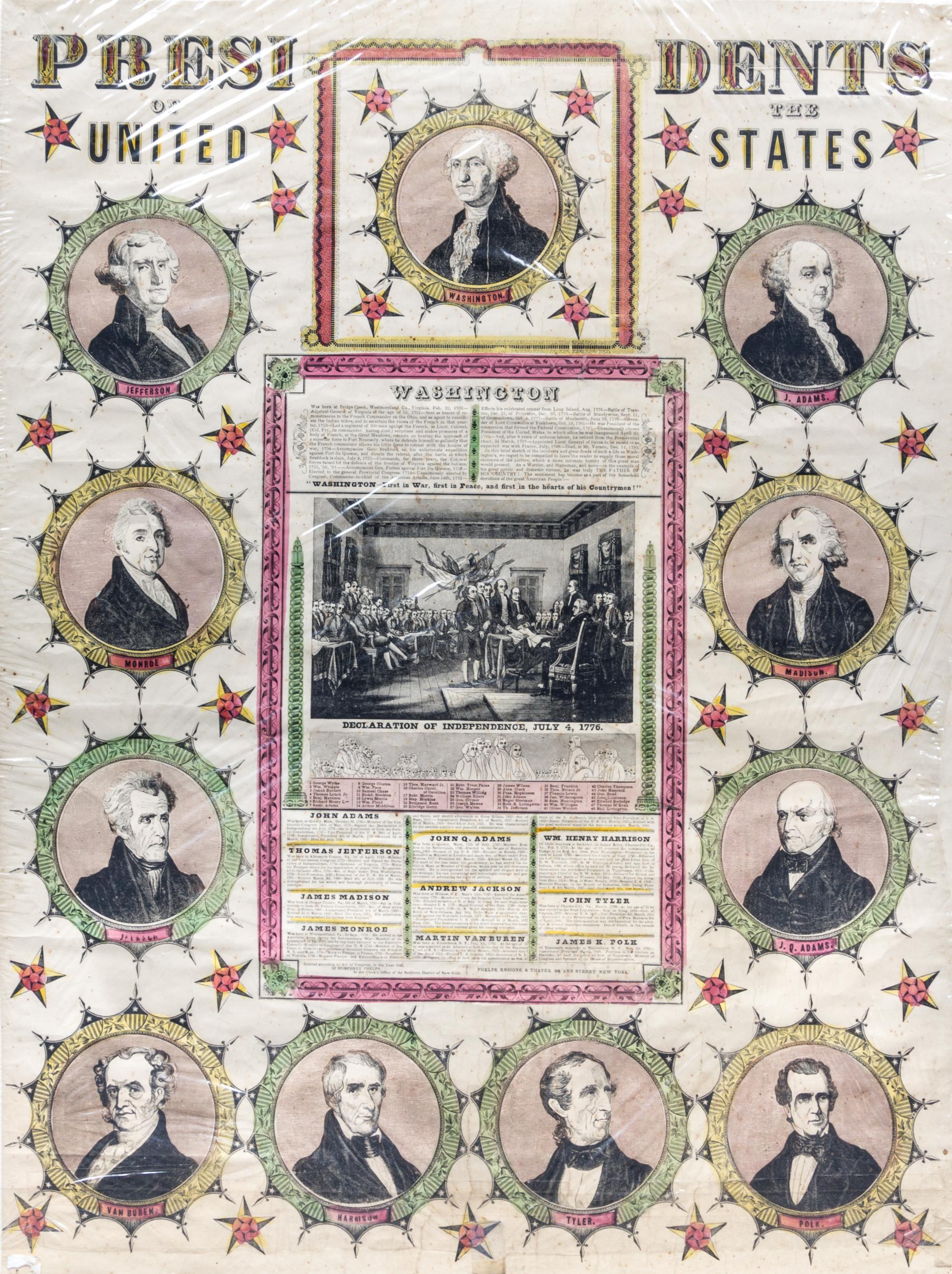PHELPS, HUMPHREY. The Presidents of the United States. New York, 1945. Lithograph in colors.