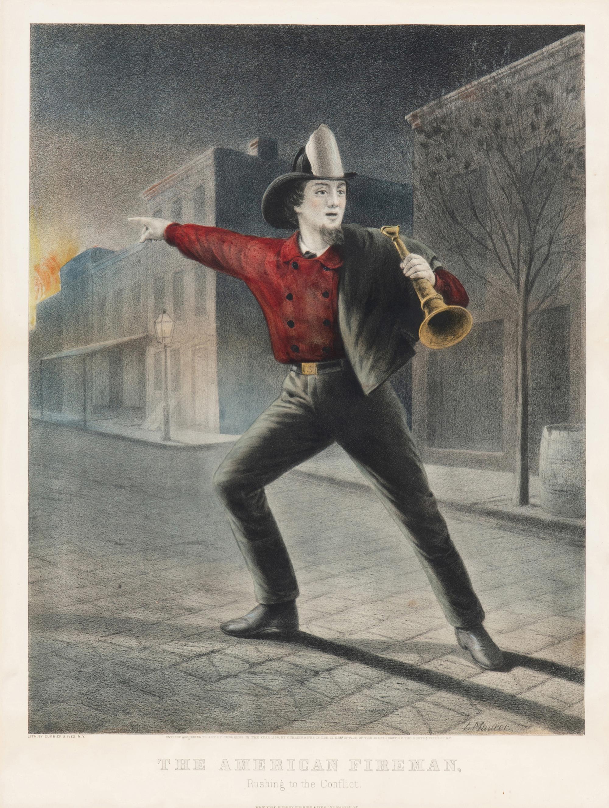 [Prints] Currier and Ives. American Fireman: Rushing to the Conflict