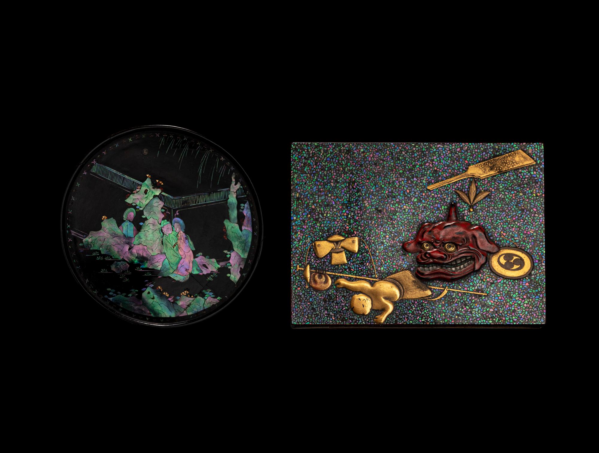 Two Chinese and Japanese Black Lacquer Boxes