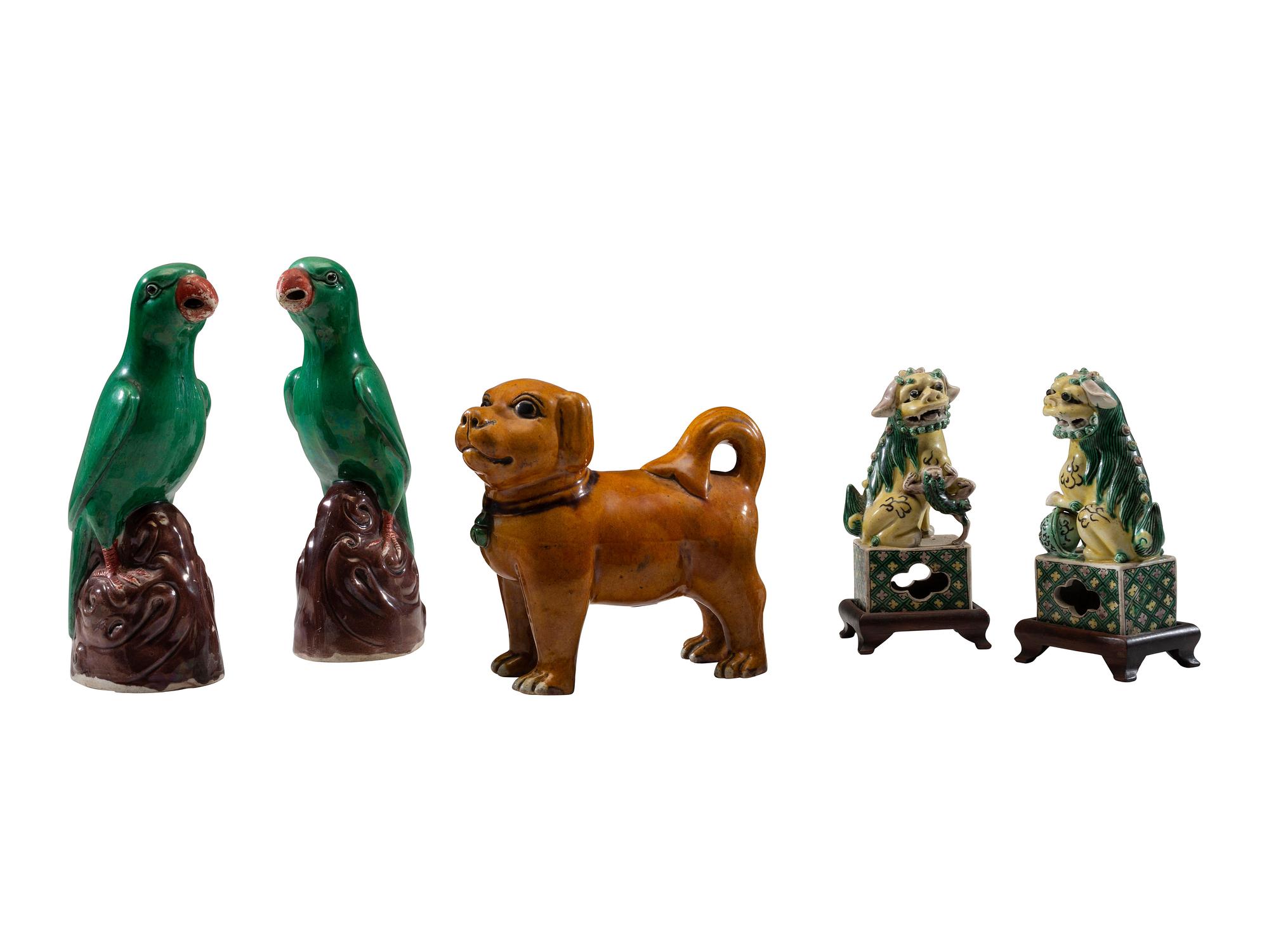 Five Chinese Export Porcelain Figures of Animals