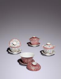 Two Pairs of Famille Rose Porcelain Tea Cups