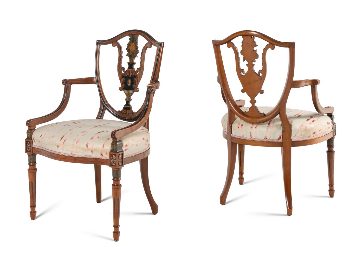 A Pair of Edwardian Style Painted Chairs