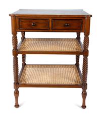 A Pair of Plantation Style Teak Open Armchairs and a Two-Tier Side Table — 20TH CENTURY
