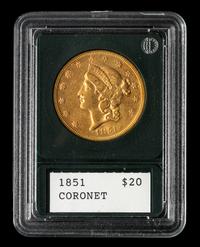 A United States 1851 Liberty Head $20 Gold Coin