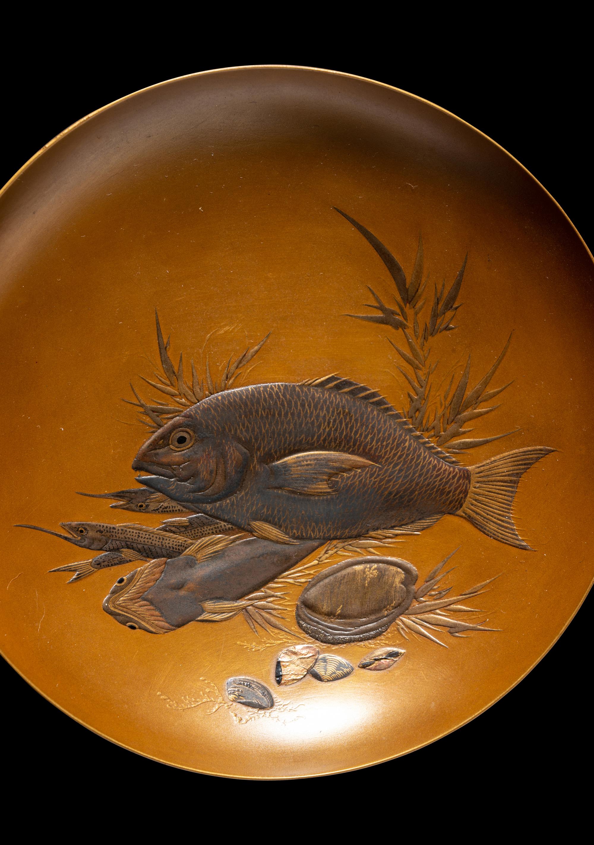 Three Japanese Lacquer 'Fish' Dishes