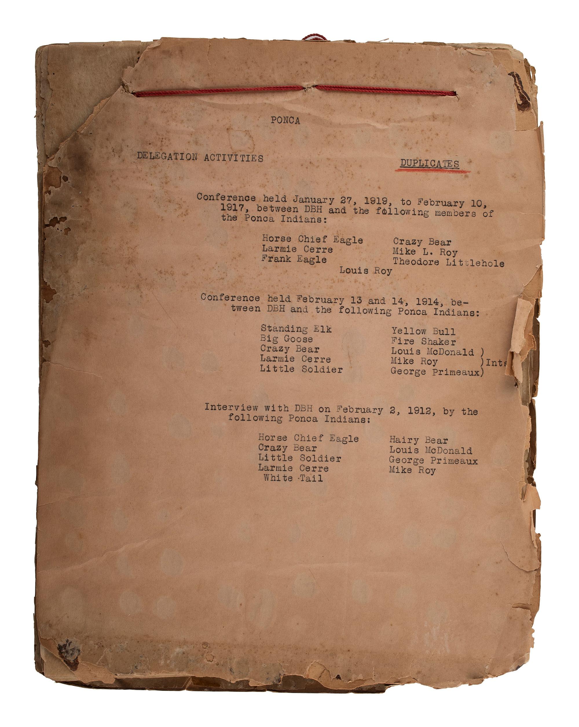 [NATIVE AMERICAN]. Papers associated with the Sioux, Assiniboine, and Ponca Nations, ca early 1900s.